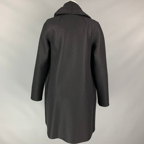 HARRIS WHARF LONDON Size M Black Wool Open Front Coat