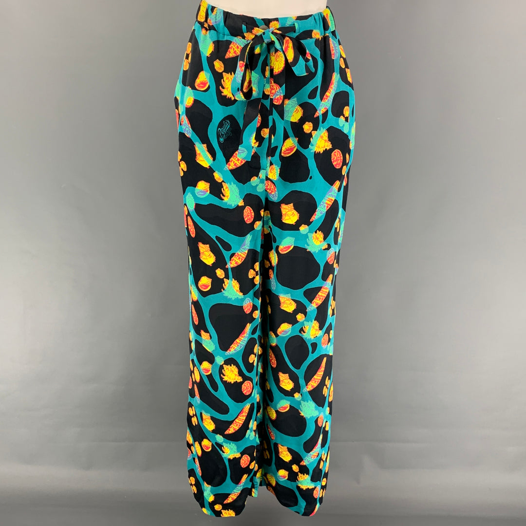 LOEWE Size XS Multi-Color Viscose Shell Print Drawstring Casual Pants