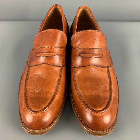 CASANOVA Size 10.5 Tan Leather Penny Loafers