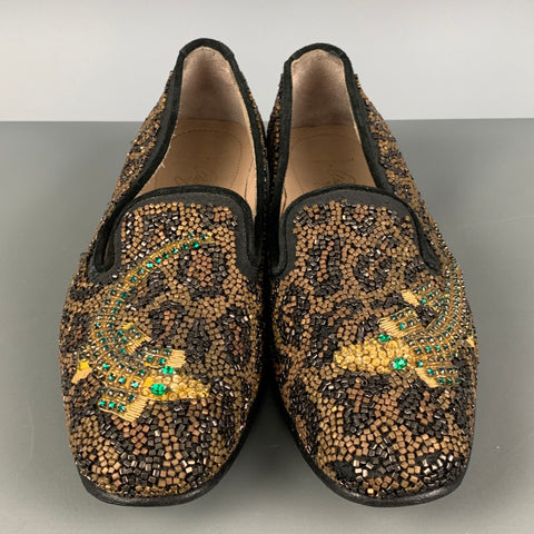 DONALD J PLINER Size 8.5 Black Gold Slip On Flats