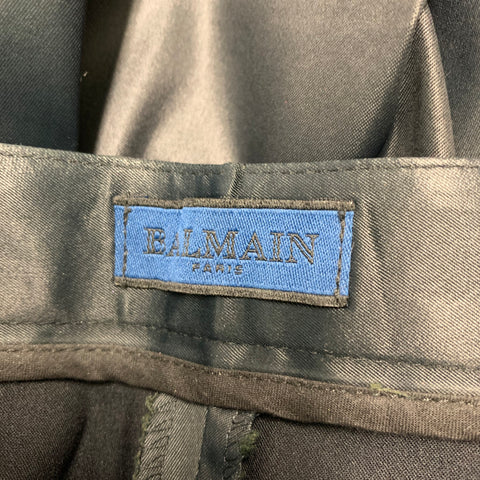 BALMAIN Talla 4 Pantalones casuales sólidos de mezcla de acetato azul marino
