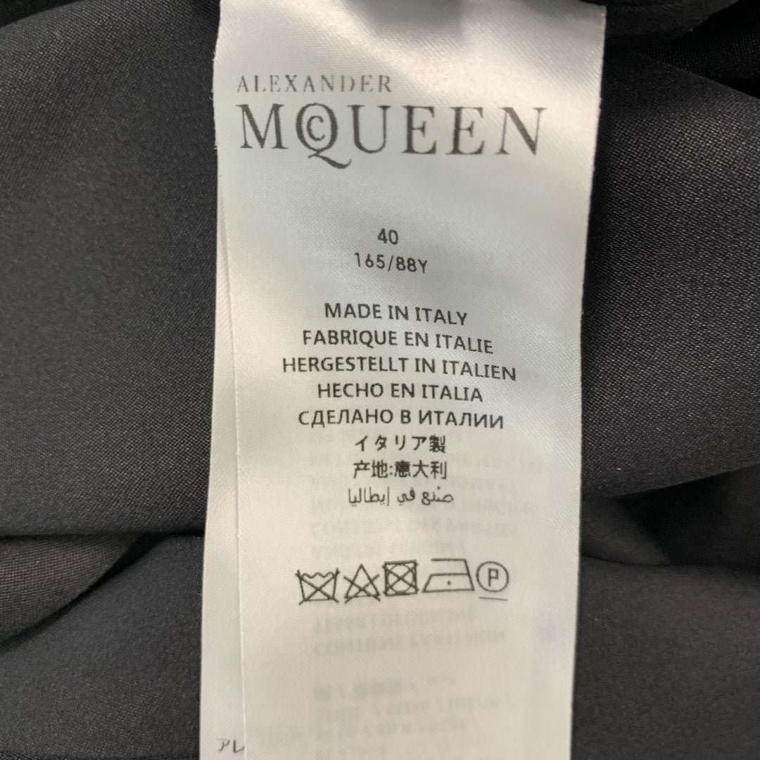 ALEXANDER MCQUEEN Size 4 Black Silk Solid Open Collar Blouse