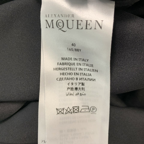 ALEXANDER MCQUEEN Size 4 Black Silk Solid Open Collar Blouse