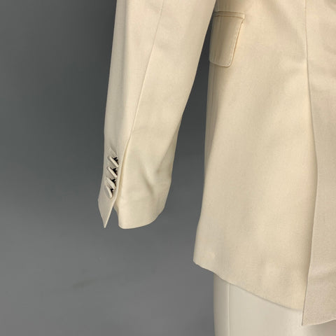 BURBERRY Size 38 Regular Cream Silk Notch Lapel Sport Coat