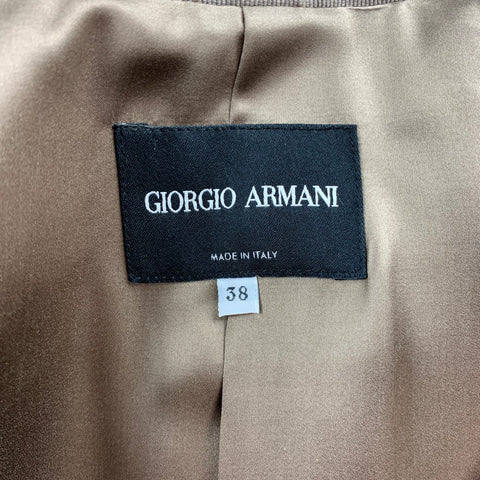 GIORGIO ARMANI Size 2 Burgundy / Green Plaid Wool Blend Nehru Collar Jacket