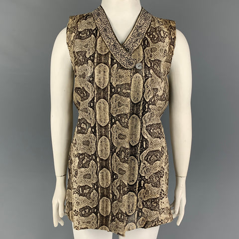VINTAGE Taille M Beige Marron Peau de Serpent A-Line Vest