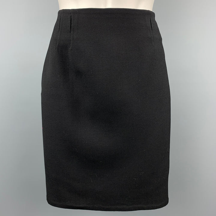 RALPH LAUREN COLLECTION Size 4 Black Twill Wool Blend Pencil Skirt