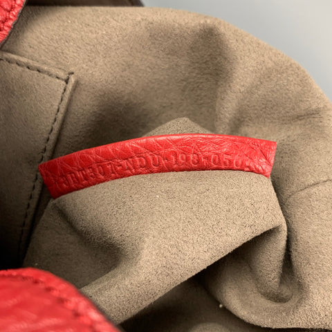 FENDI Red Pebble Grain Calfskin Leather Mon Tresor Bucket Bag