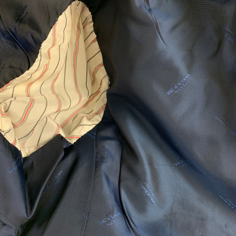 KITON for WILKES BASHFORD Size 44 Black White Glenplaid Wool Double Breasted Sport Coat