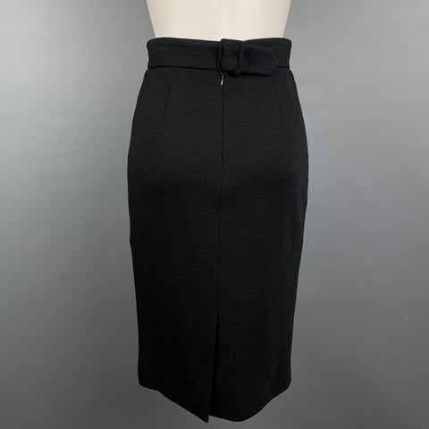 BARNEY'S NEW YORK Size 4 Black Jersey Textured Wool Skirt