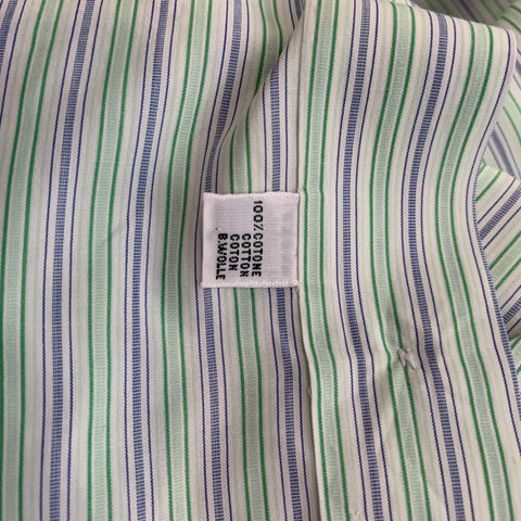 KITON Size M Green & Purple Stripe Cotton Button Up Long Sleeve Shirt