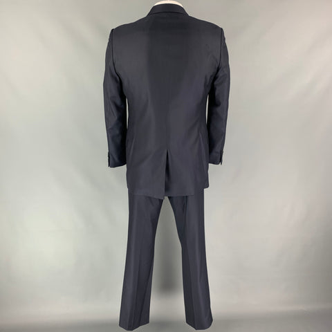 CALVIN KLEIN COLLECTION Size 40 Navy Wool / Silk Notch Lapel Suit