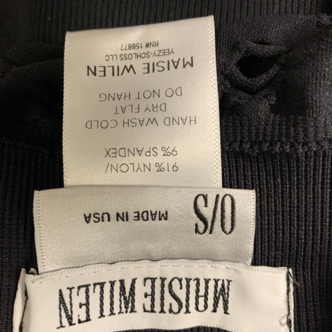 MAISIE WILEN Size XS Black Nylon & Spandex Cut Out Turtleneck Pants Set