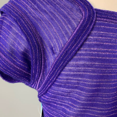 LOUIS VUITTON Size S Purple Cashmere Blend Stripe Short Sleeve Casual Top