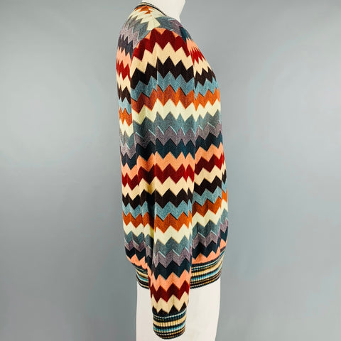 MISSONI SPORT Size 48 Multi-Color Zig Zag Wool Crew-Neck Sweater