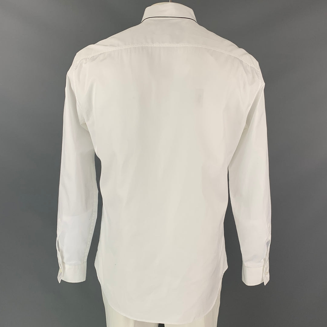 DSQUARED2 Size XL White & Black Cotton Button Up Long Sleeve Shirt