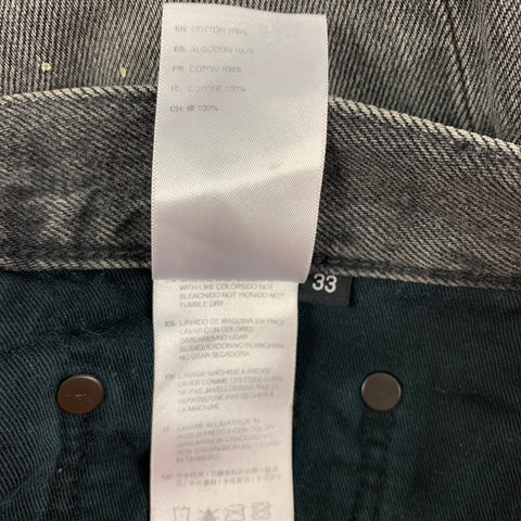 JOHN ELLIOTT Size 33 Gray Distressed Selvedge Denim Button Fly Jeans
