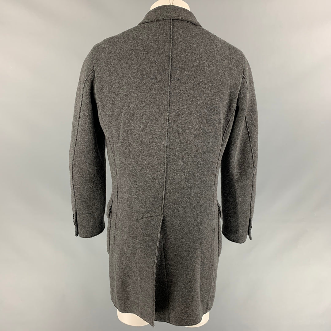 BARENA Size 38 Dark Gray Textured Wool / Polyamide Buttoned Coat