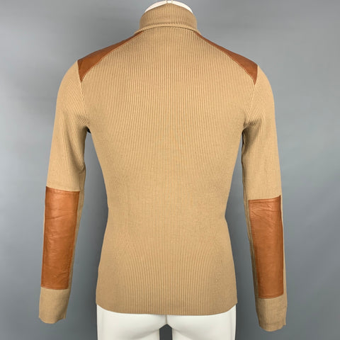 RALPH LAUREN Black Label Size S Tan Ribbed Knit Wool Blend Turtleneck Pullover