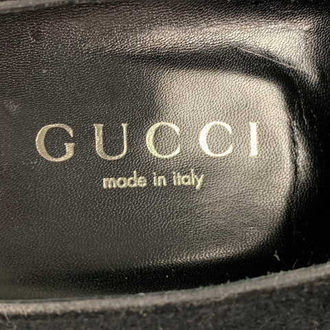 GUCCI Size 12 Black Fabric Slip On Loafers