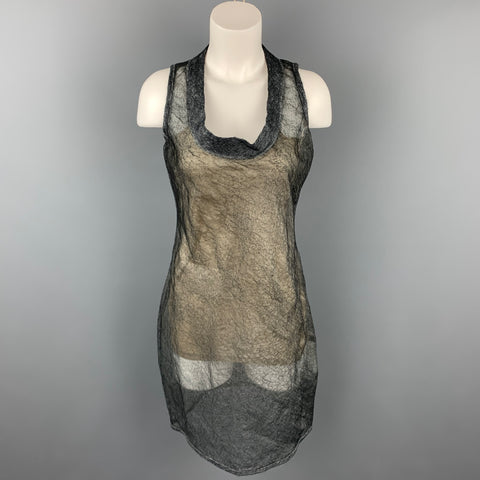 COLECCIÓN CALVIN KLEIN Talla 4 Vestido recto sin mangas de seda texturizada gris