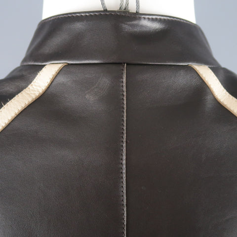 NEIL BARRETT M Brown Leather Moto Inspired Jacket