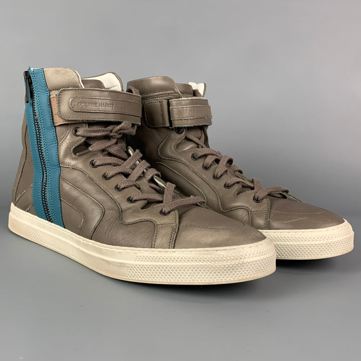 PIERRE HARDY Size 12 Grey Blue Two Toned High Top Sneakers