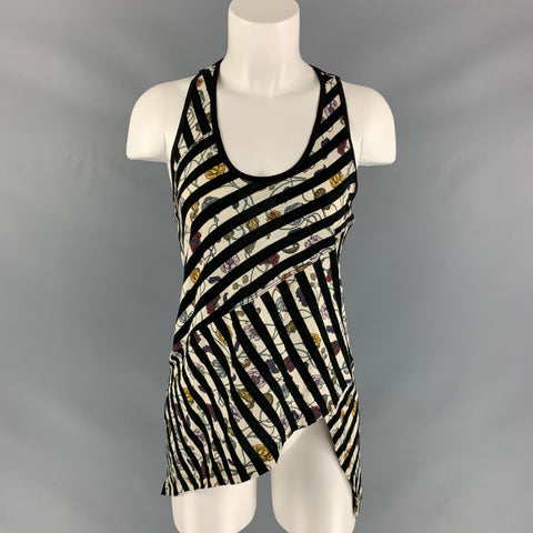 PROENZA SCHOULER Size S Black & Cream Cotton Floral T-Shirt