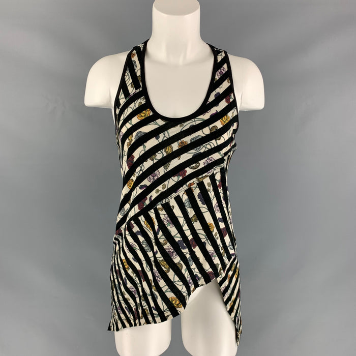 PROENZA SCHOULER Size S Black & Cream Cotton Floral T-Shirt