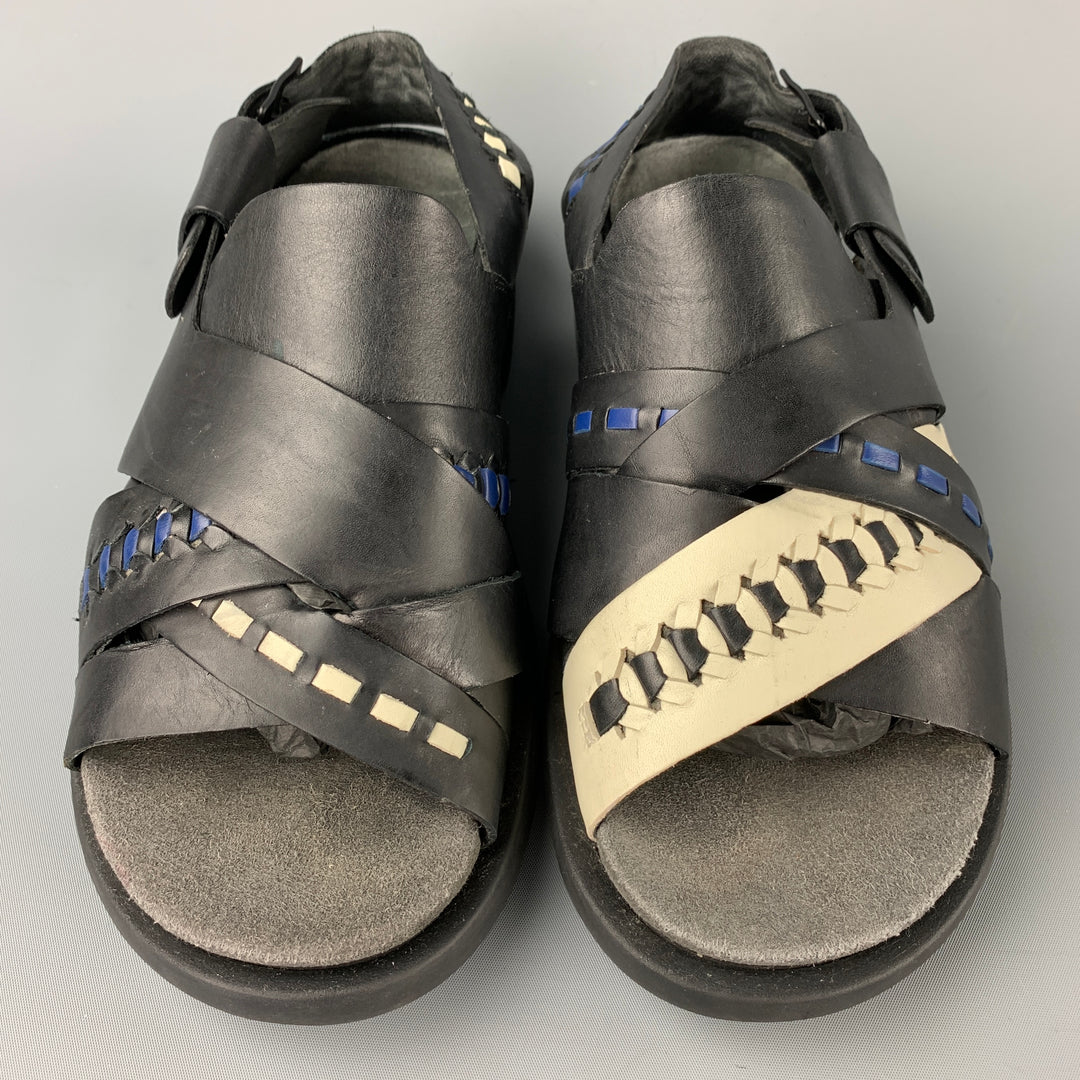 CAMPER Size 8 Black Leather Straps Sandals