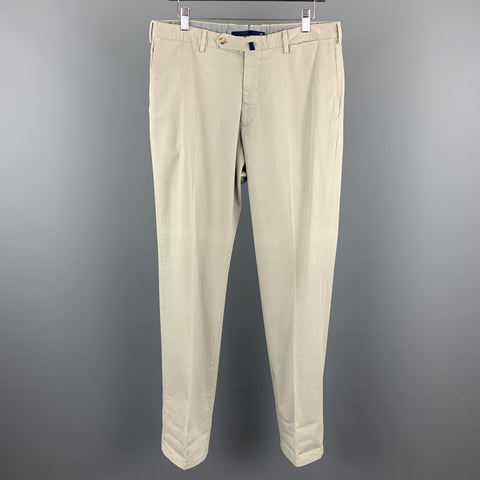 INCOTEX Size 34 x 35 Ivory Cotton Zip Fly Casual Pants