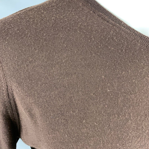 BRUNELLO CUCINELLI Size S Brown Grey Wool Cashmere V-Neck Pullover