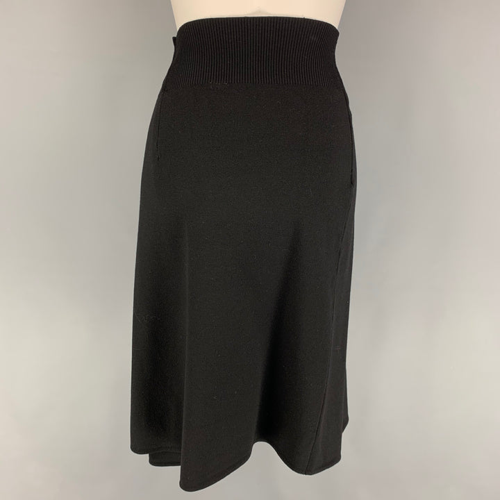 HELMUT LANG Size L Black Wool Open Front Skirt