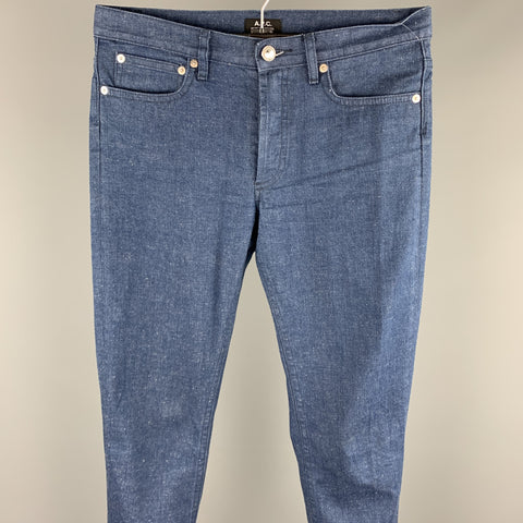 A.P.C. Size 27 Navy Textured Cotton Jean Cut Casual Pants