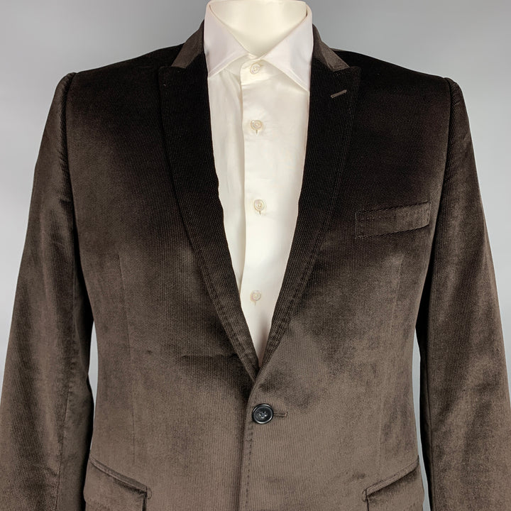 DOLCE & GABBANA Size 42 Regular Brown Velvet Cotton / Viscose Sport Coat