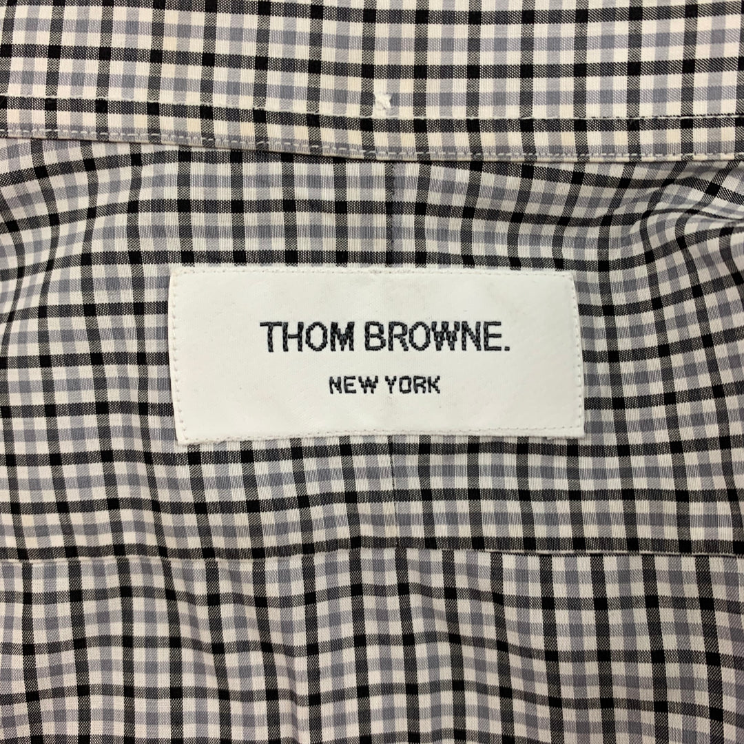 THOM BROWNE Spring 2009 Size L White Black Plaid Cotton Long Sleeve Shirt
