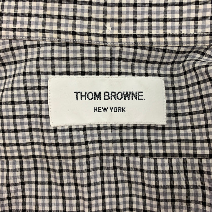 THOM BROWNE Spring 2009 Size L White Black Plaid Cotton Long Sleeve Shirt
