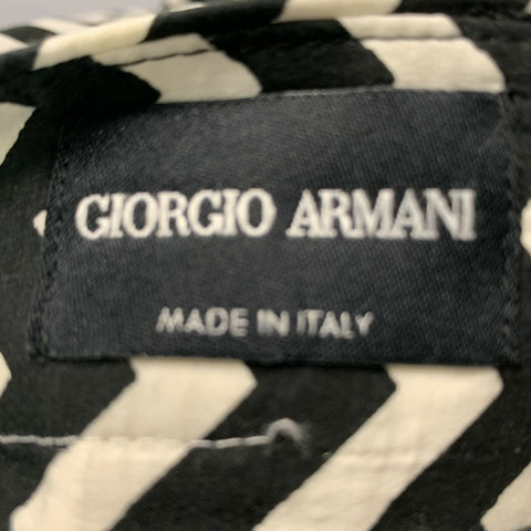 GIORGIO ARMANI Size 32 Black White Chevron Cotton  Elastane Casual Pants
