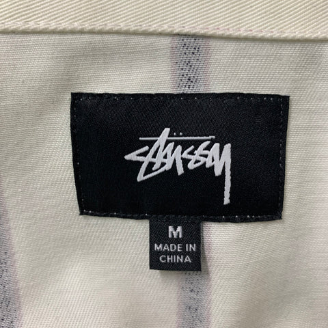 STUSSY Taille de poitrine M Veste zippée en polyester et coton à rayures blanches et anthracite