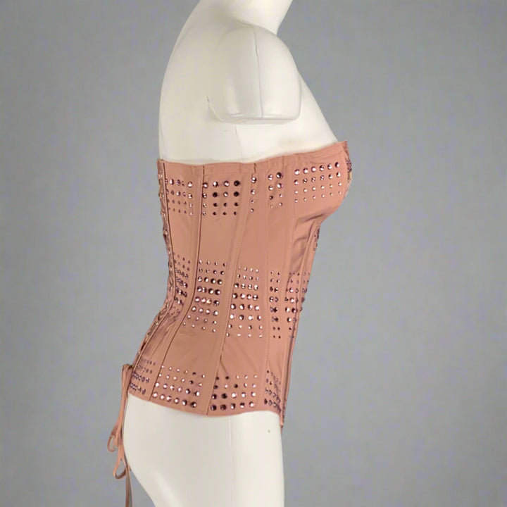 GUCCI Size S Pink Silk Corset Dress Top