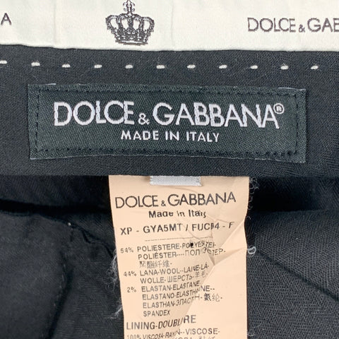 DOLCE & GABBANA Size 36 Black Wool Blend Tuxedo Dress Pants