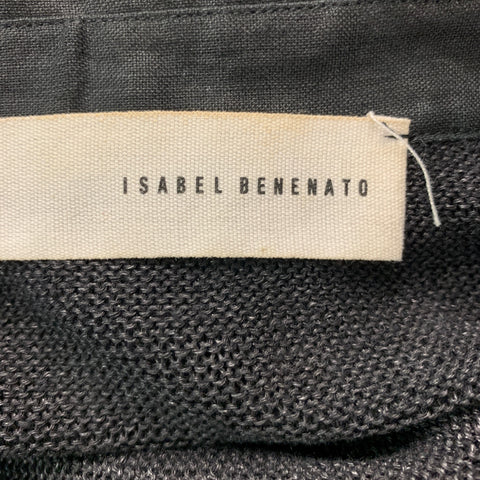 ISABEL BENENATO Size S Black Mixed Fabrics Linen Button Up Long Sleeve Shirt