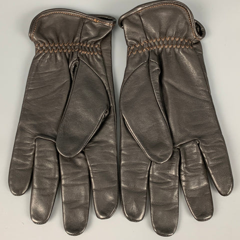 JIL SANDER Size L Brown Solid Leather Gloves