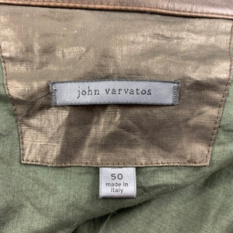 JOHN VARVATOS Size 40 Olive Linen Blend Belted Trenchcoat