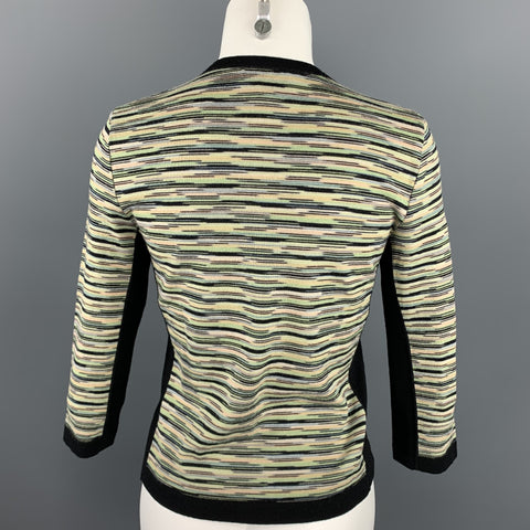 M MISSONI Size 8 Green Knitted Wool / Acrylic Buttoned Cardigan