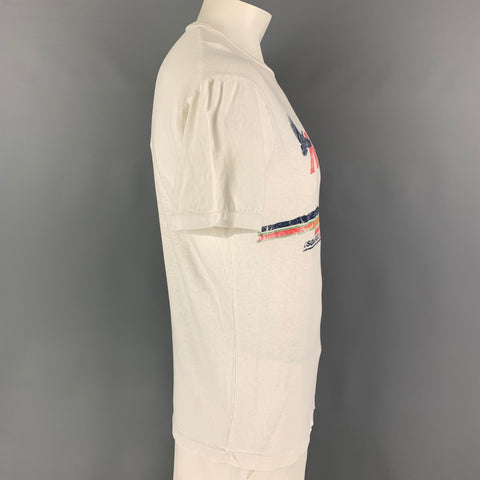 DSQUARED2 Size XL White Nevada Graphic Cotton T-shirt