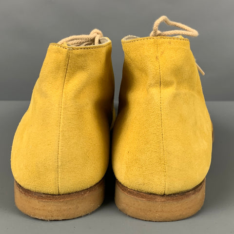 JIL SANDER Size 9 Yellow Suede Ankle Lace Up Shoes