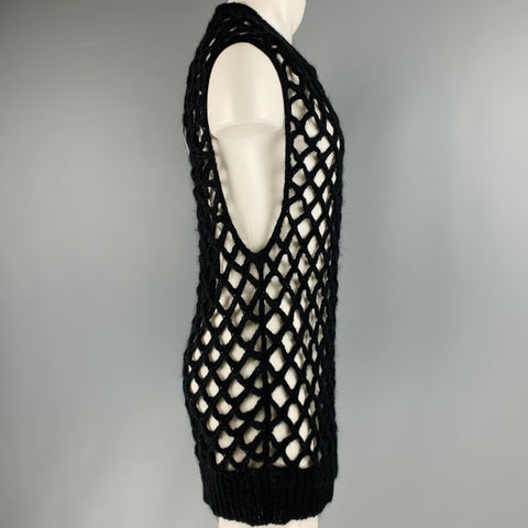 CHRISTIAN DADA Taille XS Noir Tricot Mohair Blend Crew Neck Vest