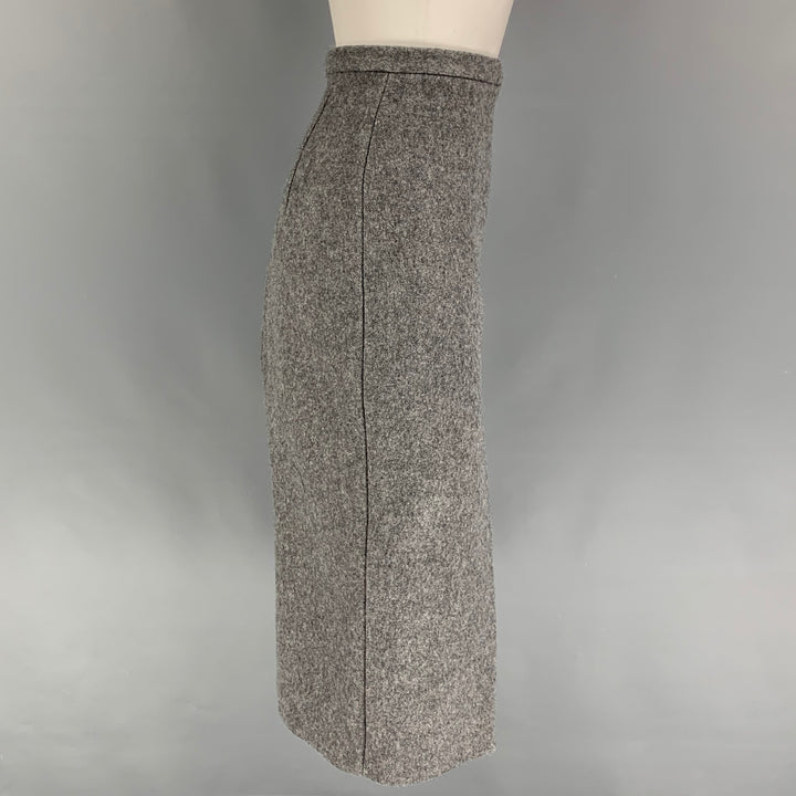 LaQuan Smith Size XS Grey Heather Wool Nylon Pencil Skirt