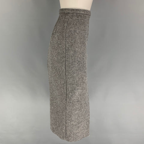 LaQuan Smith Falda lápiz de nailon y lana gris jaspeada talla XS